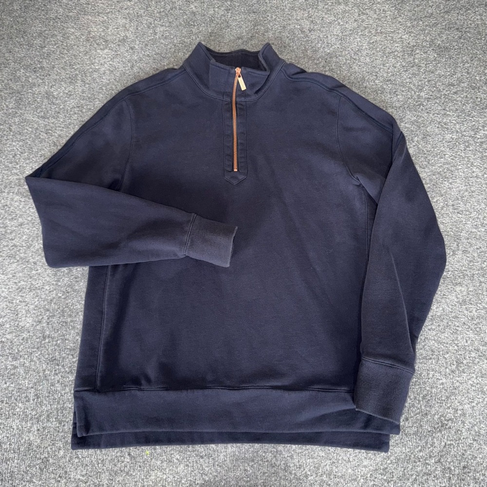 Good Man Brand Mens Navy Blue 100% Cotton Quarter Zip Pullover Sweatshirt Large